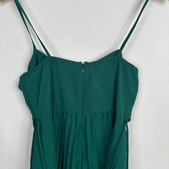 ASOS Forest Green Twist Front Pleated Cami Midi Dress - Picture 8 of 11